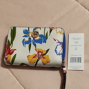Tory Burch Floral Coin Case - Blue, Red, Yellow